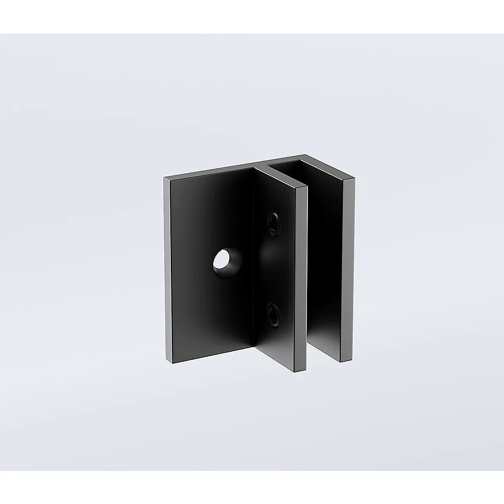100cm Reeded Single Shower Glass Screen with Black Wall F-Brackets