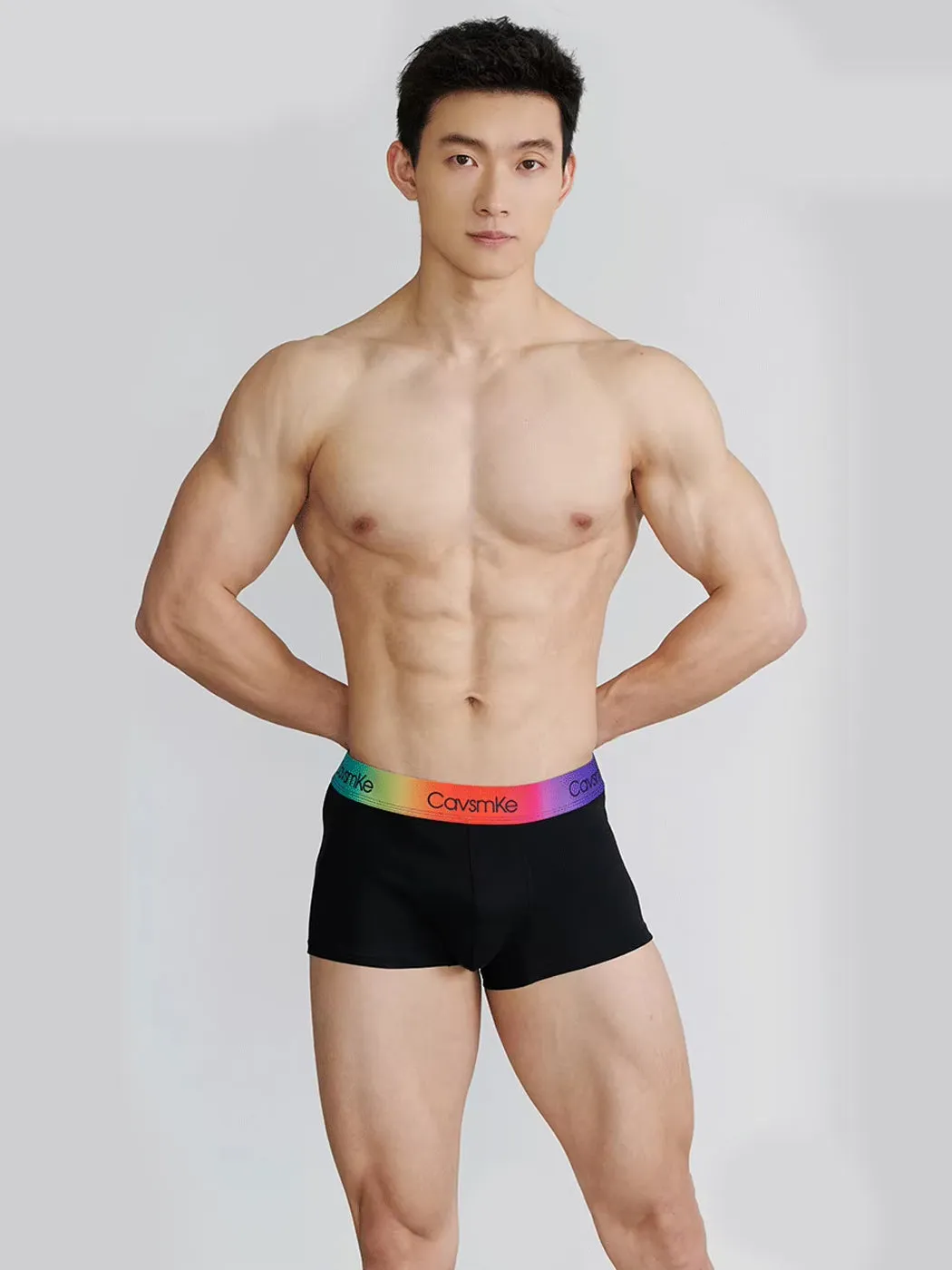 2 Pack Men's Cotton Sexy Antibacterial Rainbow Waistband Trunks