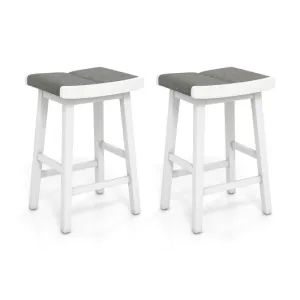 2 Pieces 26/31.5 Inch Upholstered Saddle Barstools with Padded Cushions-26 inches