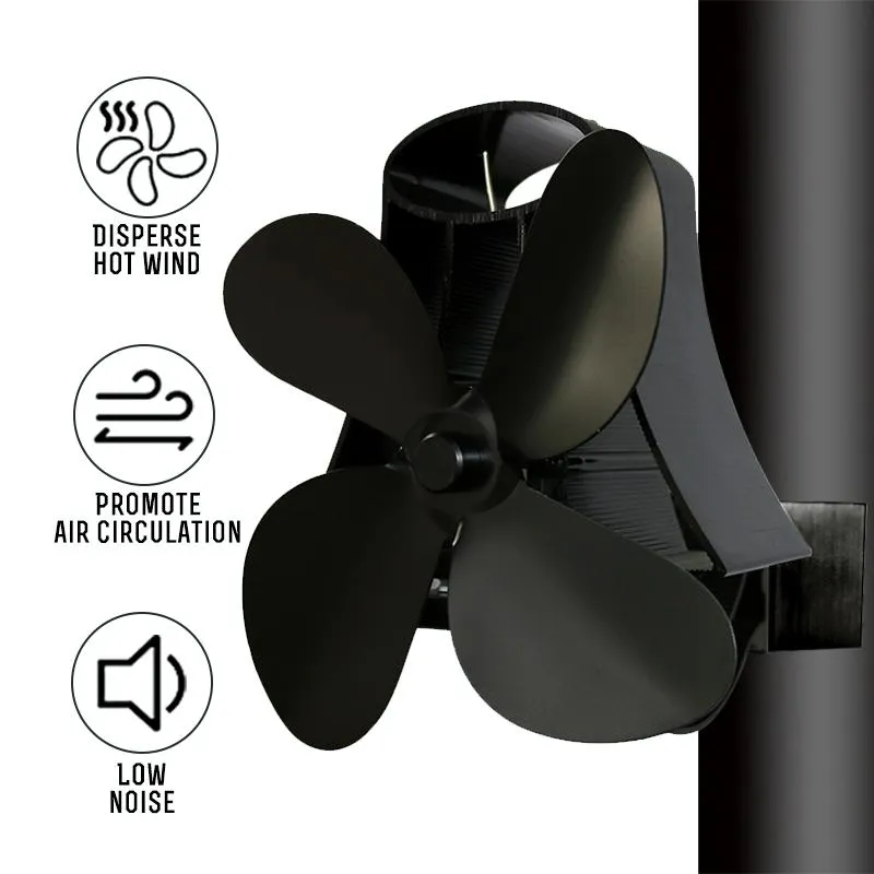 4-Blade Heat Powered Fireplace Stove Fan | Aluminium | Silent Eco-Friendly Operation