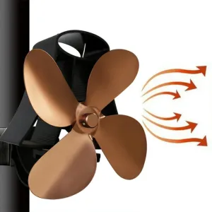 4-Blade Heat Powered Fireplace Stove Fan | Aluminium | Silent Eco-Friendly Operation
