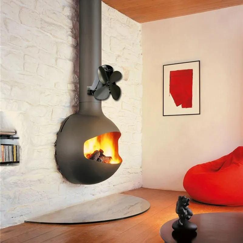 4-Blade Heat Powered Fireplace Stove Fan | Aluminium | Silent Eco-Friendly Operation
