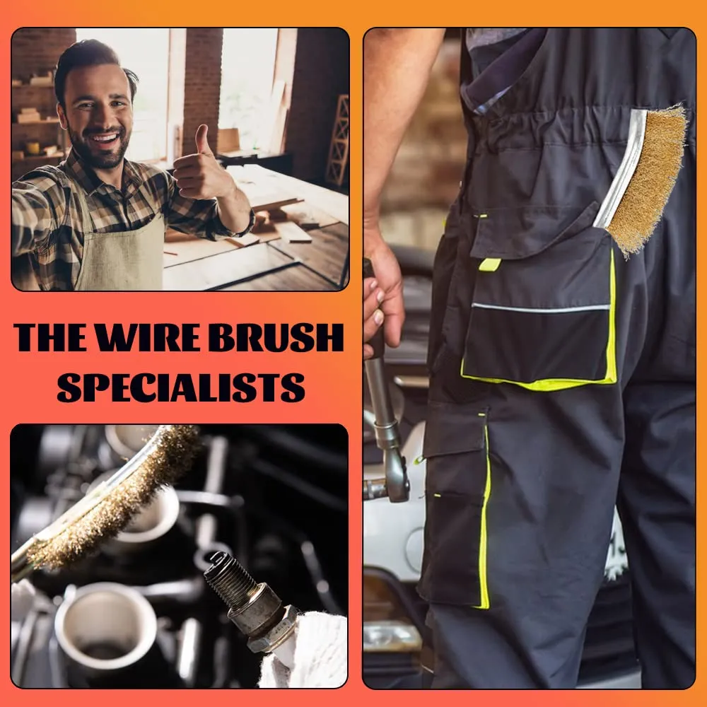 4 Pcs Hand Wire Stainless Steel and Brass Brush Set for Cleaning Rust, Paint and Welding Slag