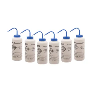 6PK Performance Plastic Wash Bottle,  Sodium Hypochlorite (Bleach), 1000 ml - Labeled (1 Color)