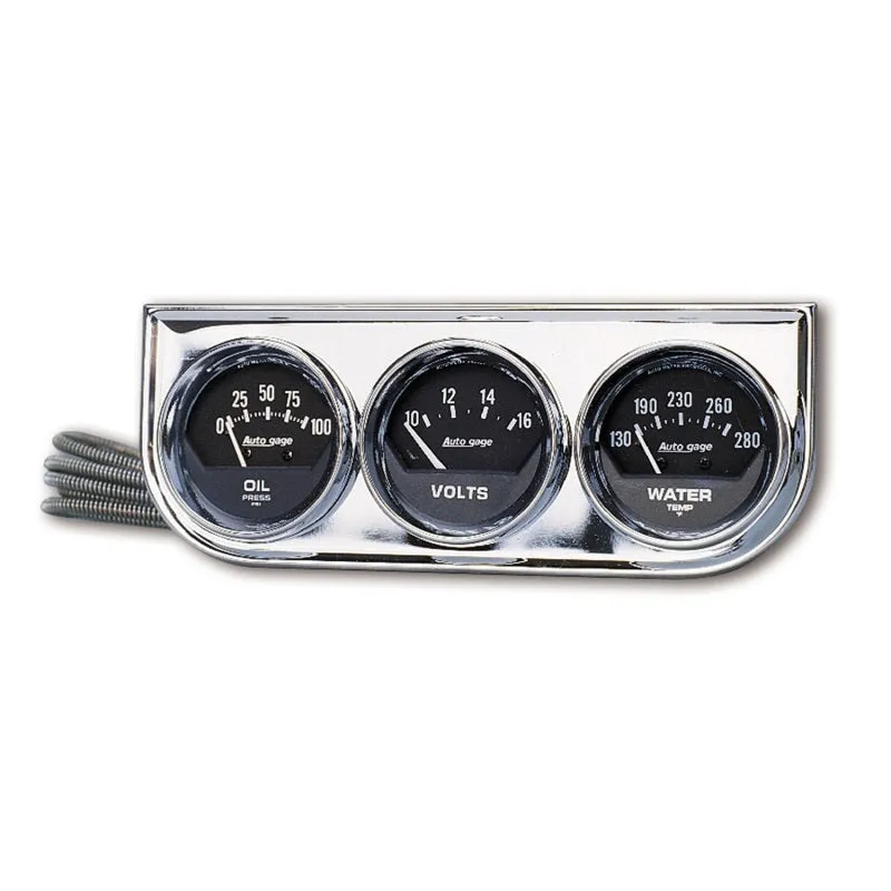 Auto Gage Black Oil / Water / Volt Chrome Console - 2-1/16 in.