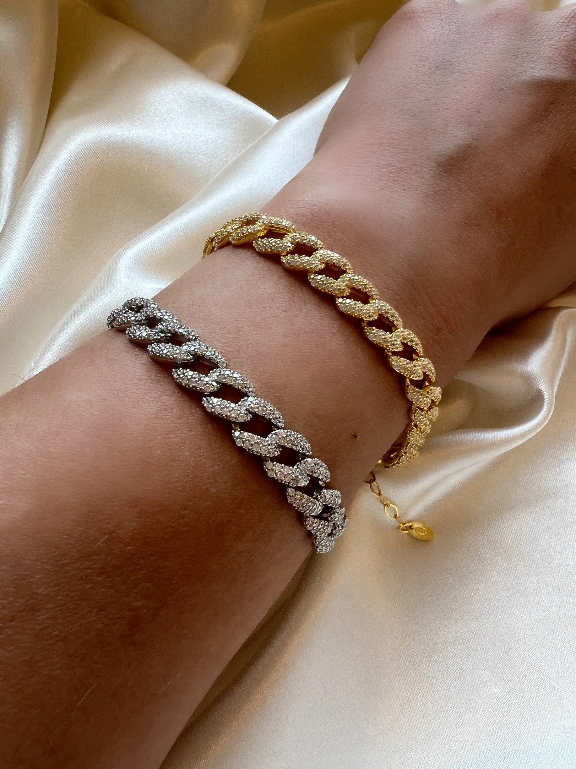 Cuban Chain Bracelet in 925 Sterling Silver| Cz Miami Cuban Link Bracelet| Curb Chain Bracelet with Cubic Zirconia| Thick Chain Bracelet