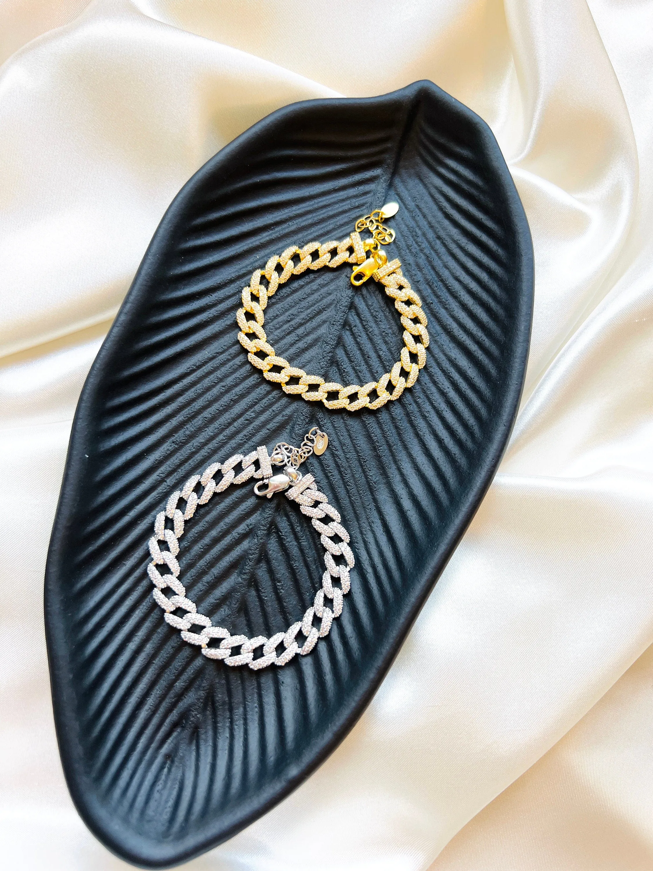 Cuban Chain Bracelet in 925 Sterling Silver| Cz Miami Cuban Link Bracelet| Curb Chain Bracelet with Cubic Zirconia| Thick Chain Bracelet