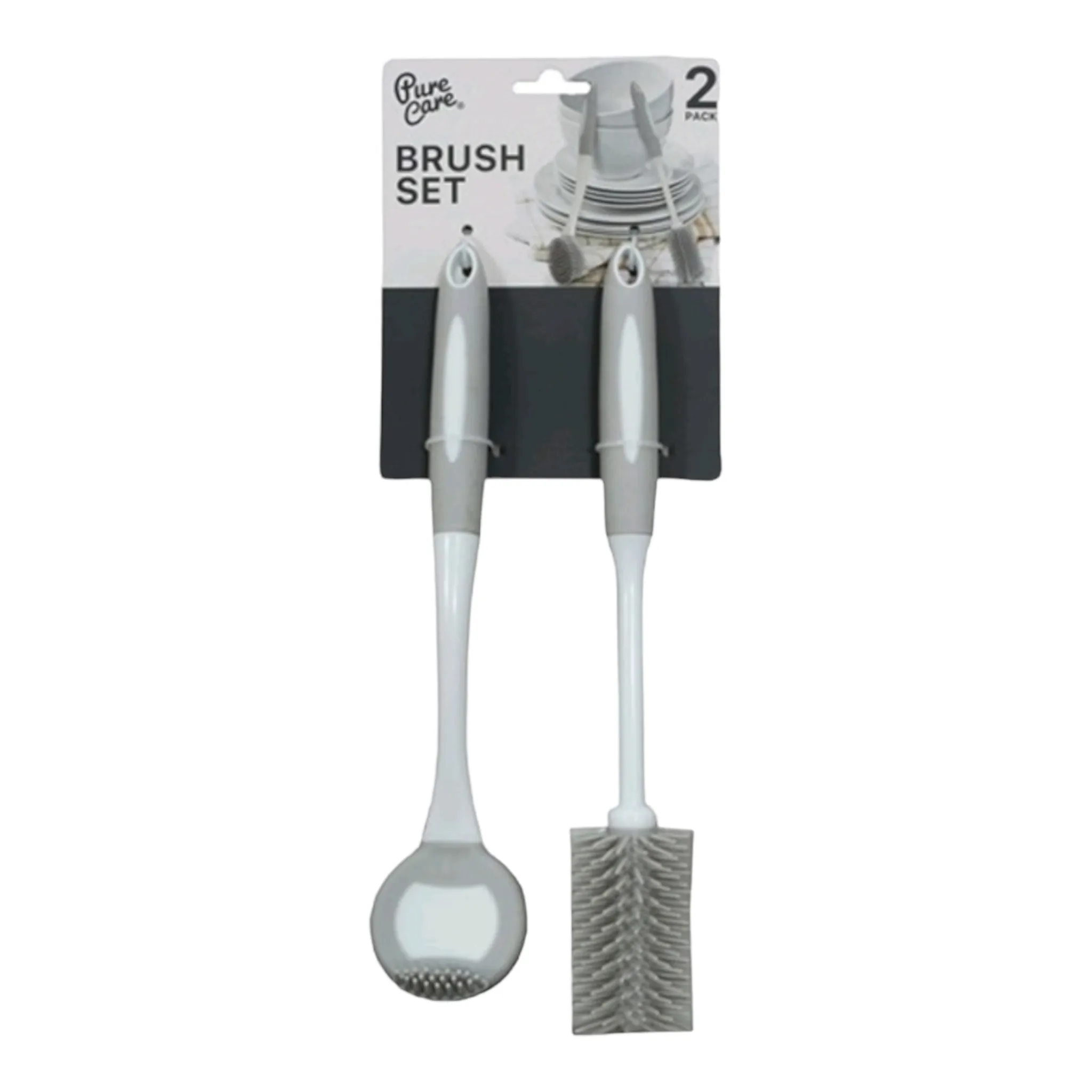 Dish Brush and Bottle Set Light Grey 10112