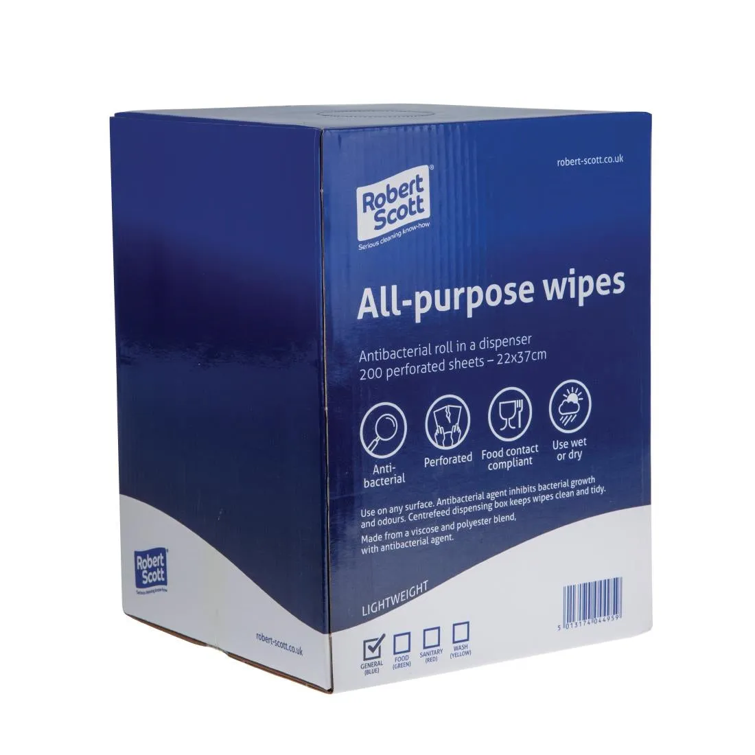 DN843 Robert Scott All-Purpose Antibacterial Cleaning Cloths Blue (Pack of 200)