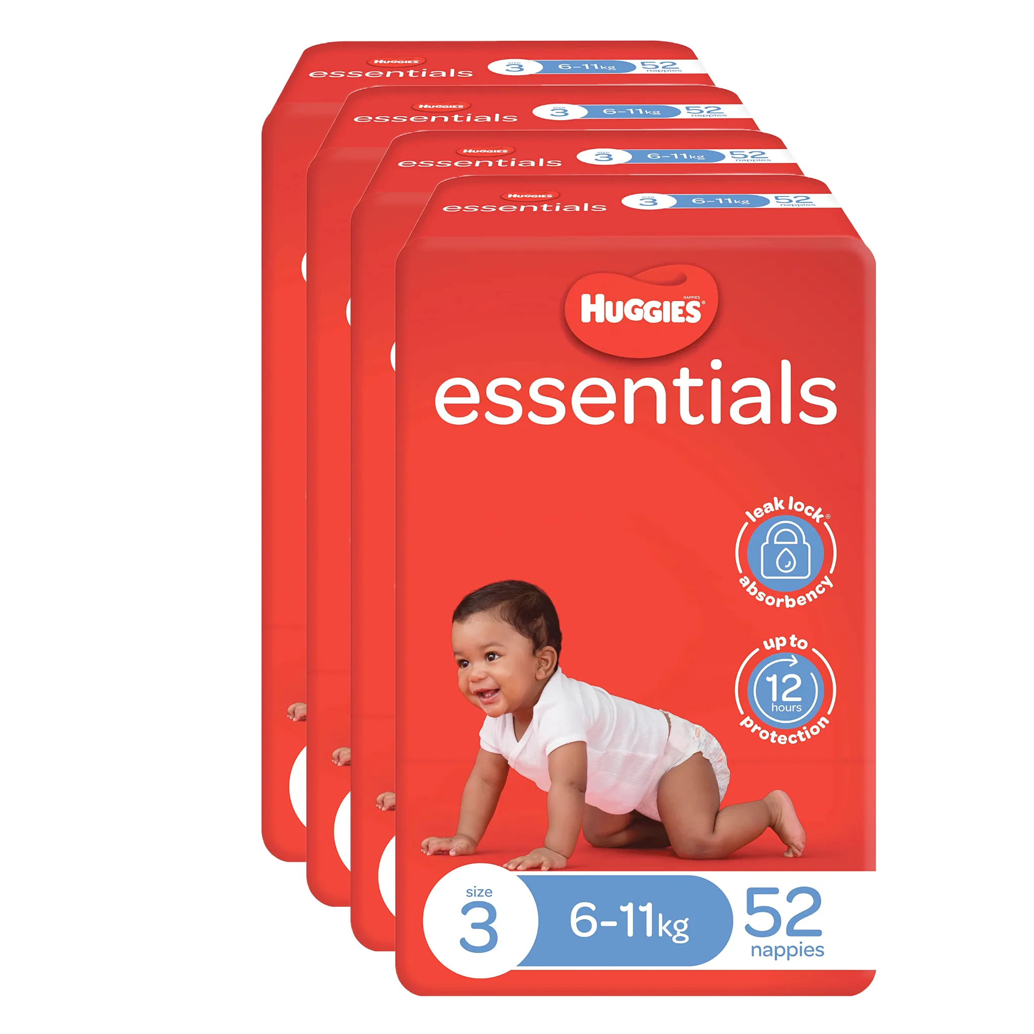 Huggies Essentials Nappies Size 3 Crawler, Medium (6-11kg), 208 carton