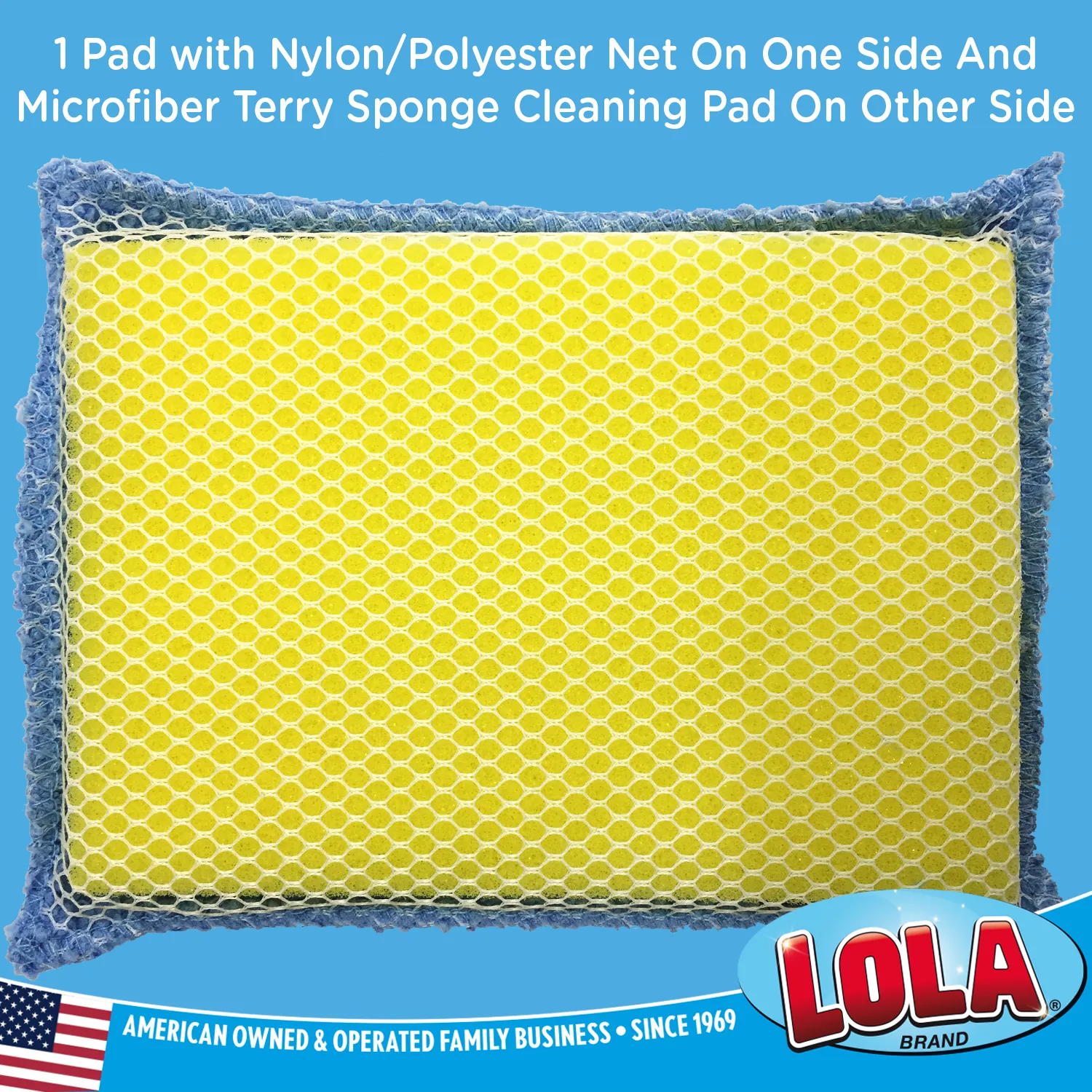 Nylon Net One Side & Microfiber Terry Cloth One Side / 2-Way Cleaning Sponge Pad - 12 pack