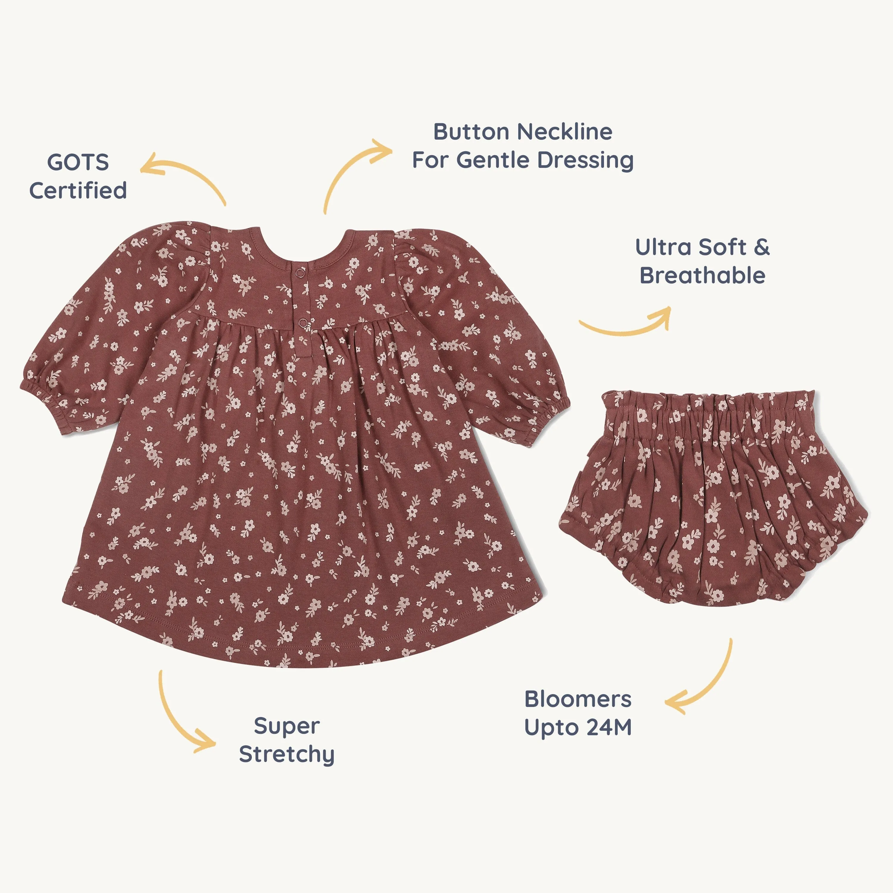Organic Smocked Dress | Winter Bloom