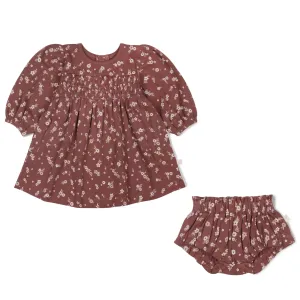 Organic Smocked Dress | Winter Bloom