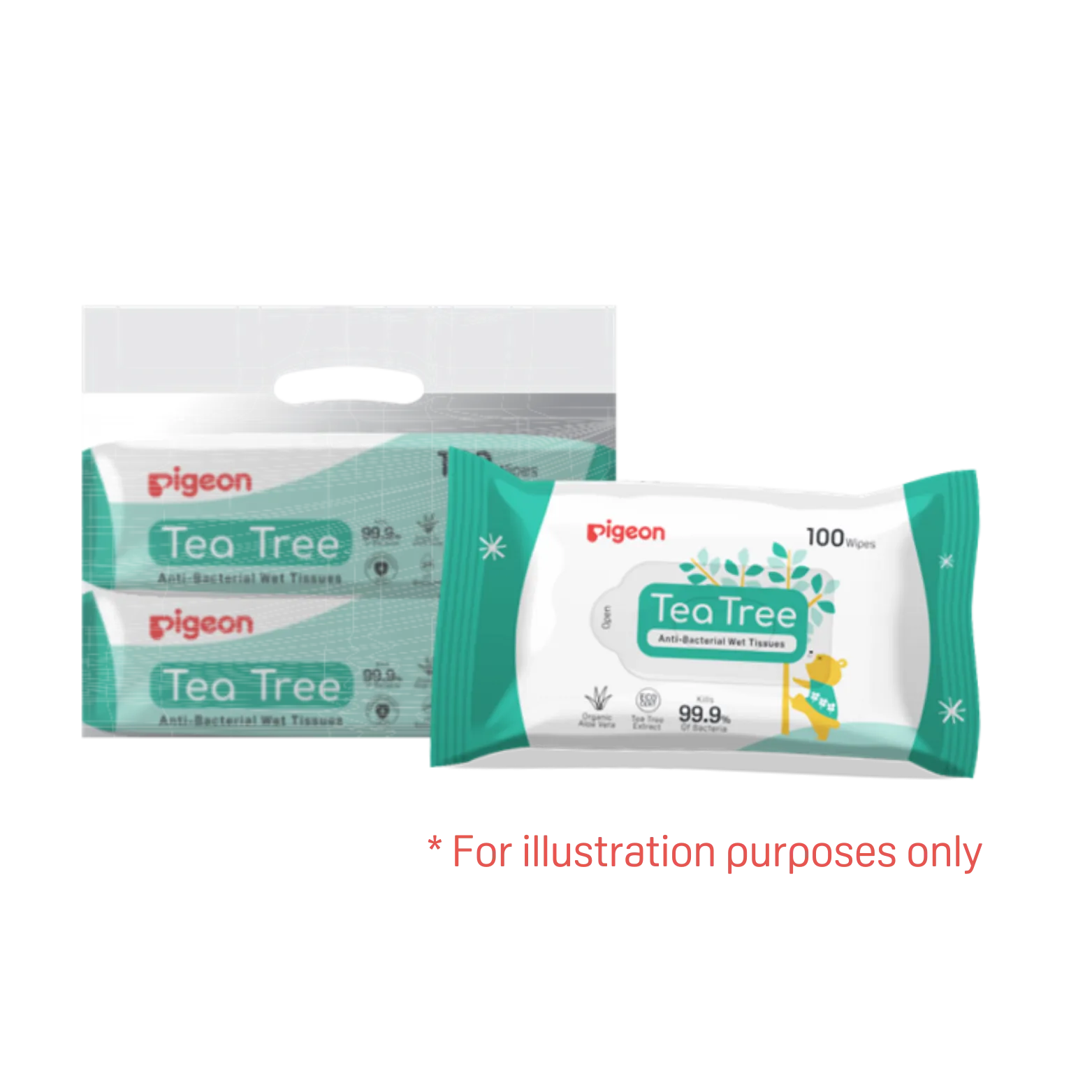 Pigeon Tea Tree Anti Bacterial Wet Tissues (100sx2)