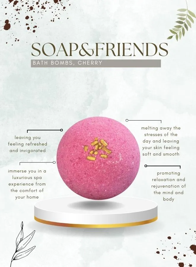 Soap&Friends Cherry Fizzy Bath Bomb - 110g