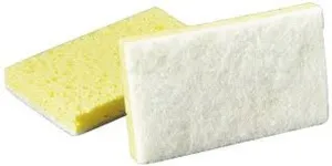 SPONGE/ Cellulose Sponge with White Scrubber Pad, Individually Wrapped, each