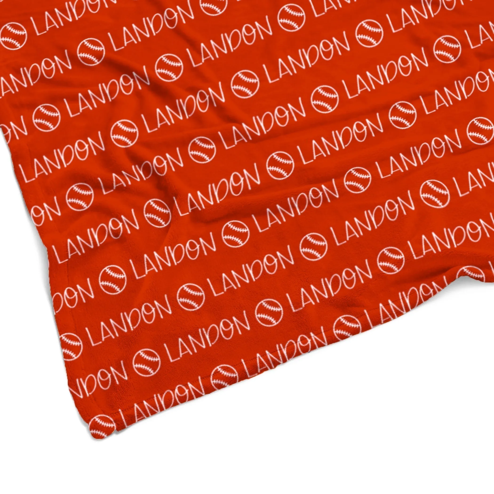 Sugar   Maple Plush Minky Fleece Personalized Blanket | Baseball Icon Repeating Name