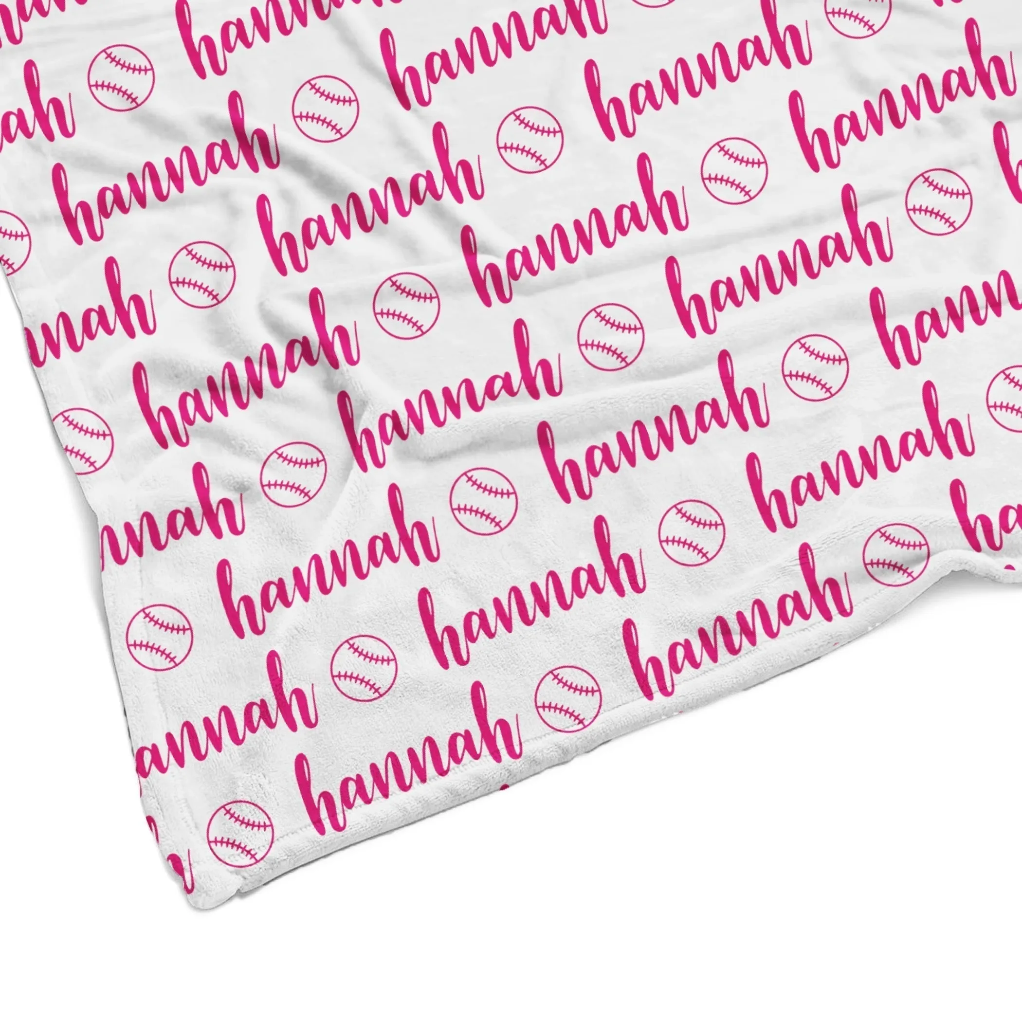 Sugar   Maple Plush Minky Fleece Personalized Blanket | Baseball Icon Repeating Name