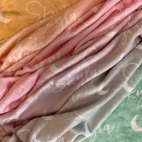 Sugar   Maple Plush Minky Fleece Personalized Blanket | Seashell Ombre