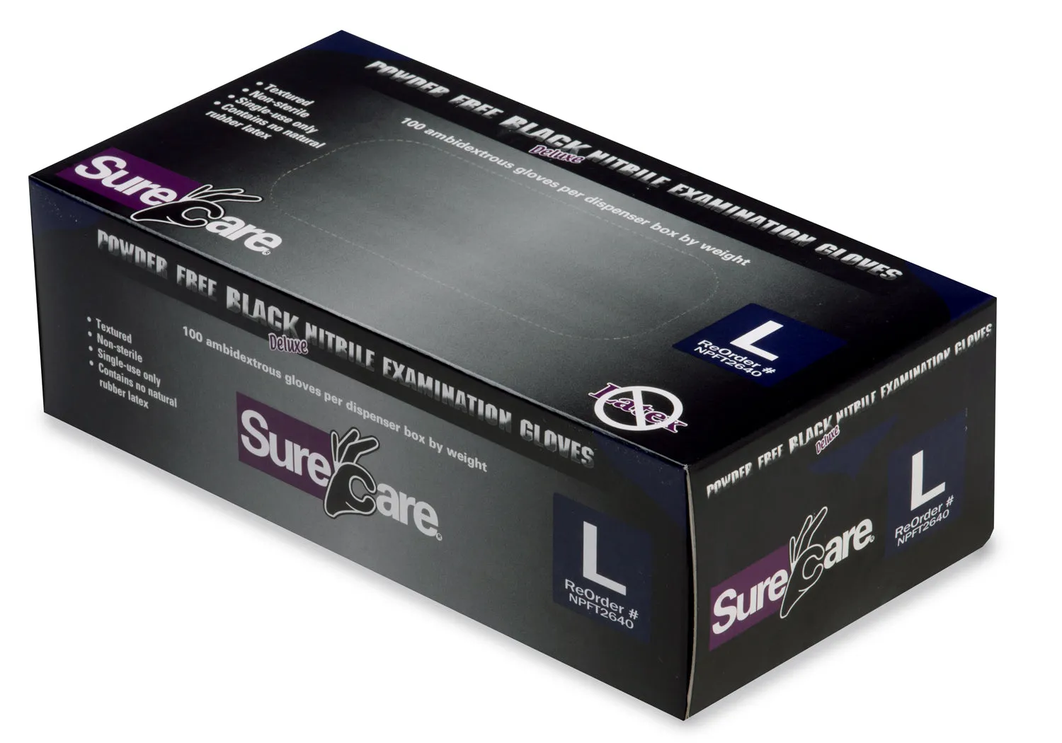SureCare Deluxe Black 6.7mil. Nitrile Glove