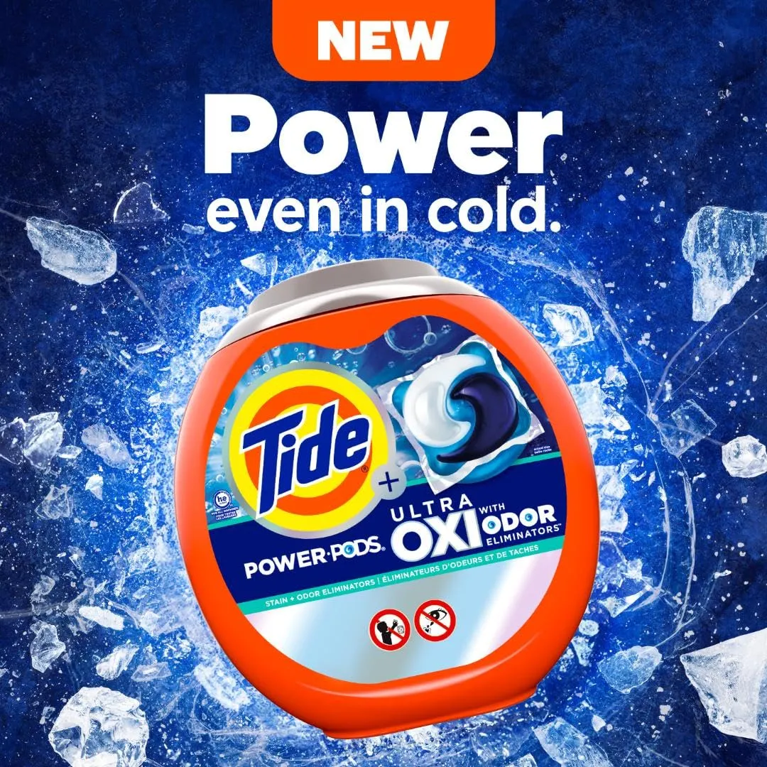 Tide Ultra OXI Power PODS with Odor Eliminators Laundry Detergent Pacs 45 Count For Visible and Invisible Dirt